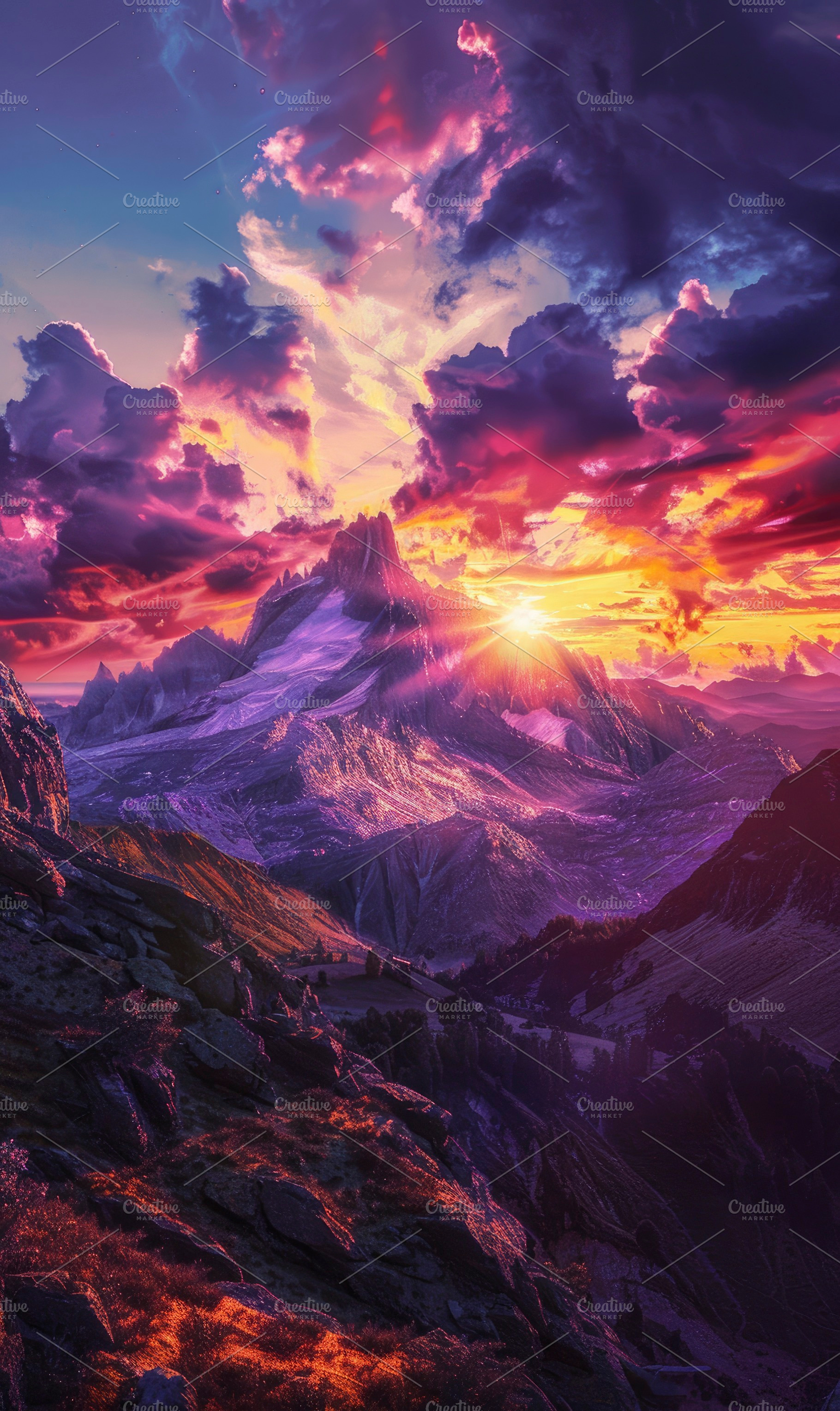 A vibrant sunset casting a warm glow, a Photo by LOGOCREATIVE