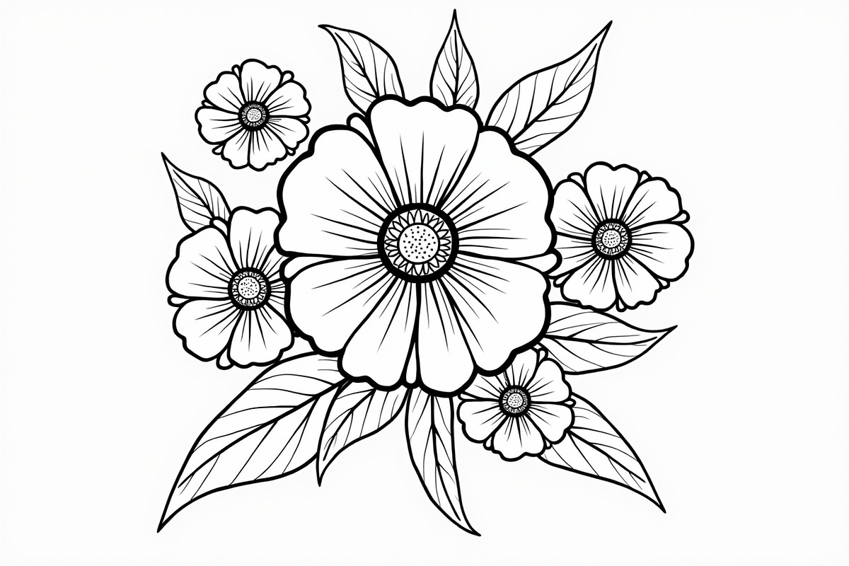 Flower Outline Art Printable Pack, an Illustration by BIPLOB EXPERT (Photo 5 of 9)