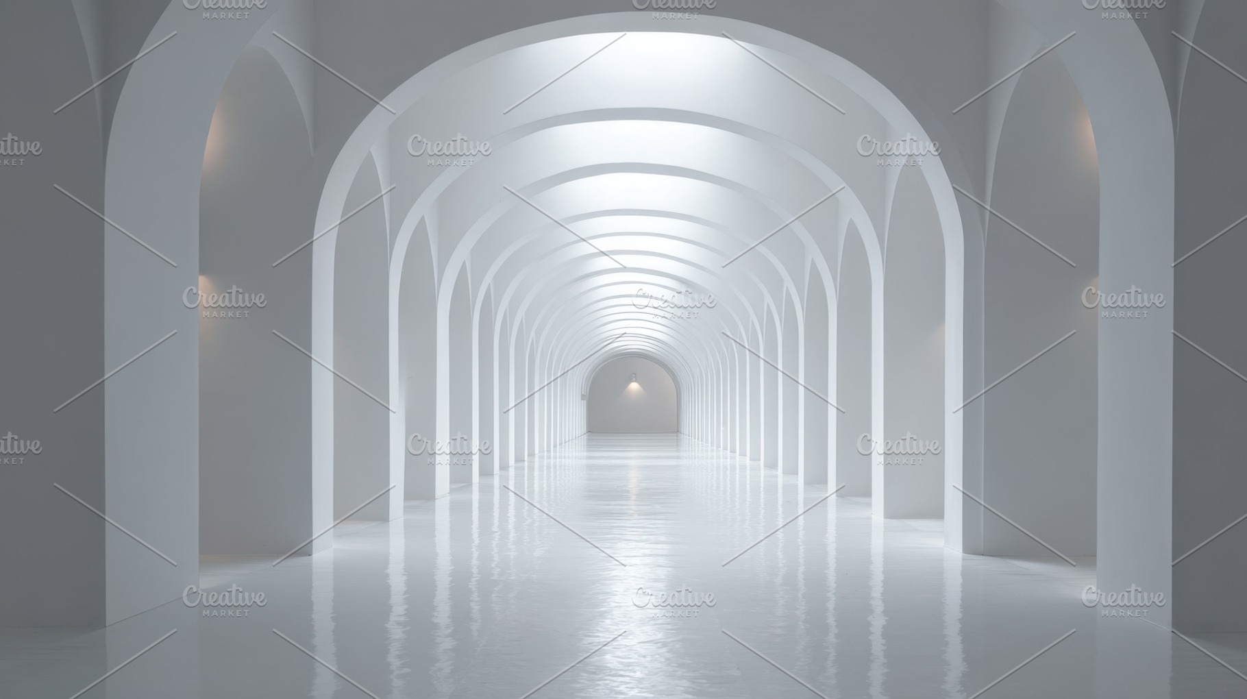 Elegant white corridor with arches, a Photo by Beautiful things