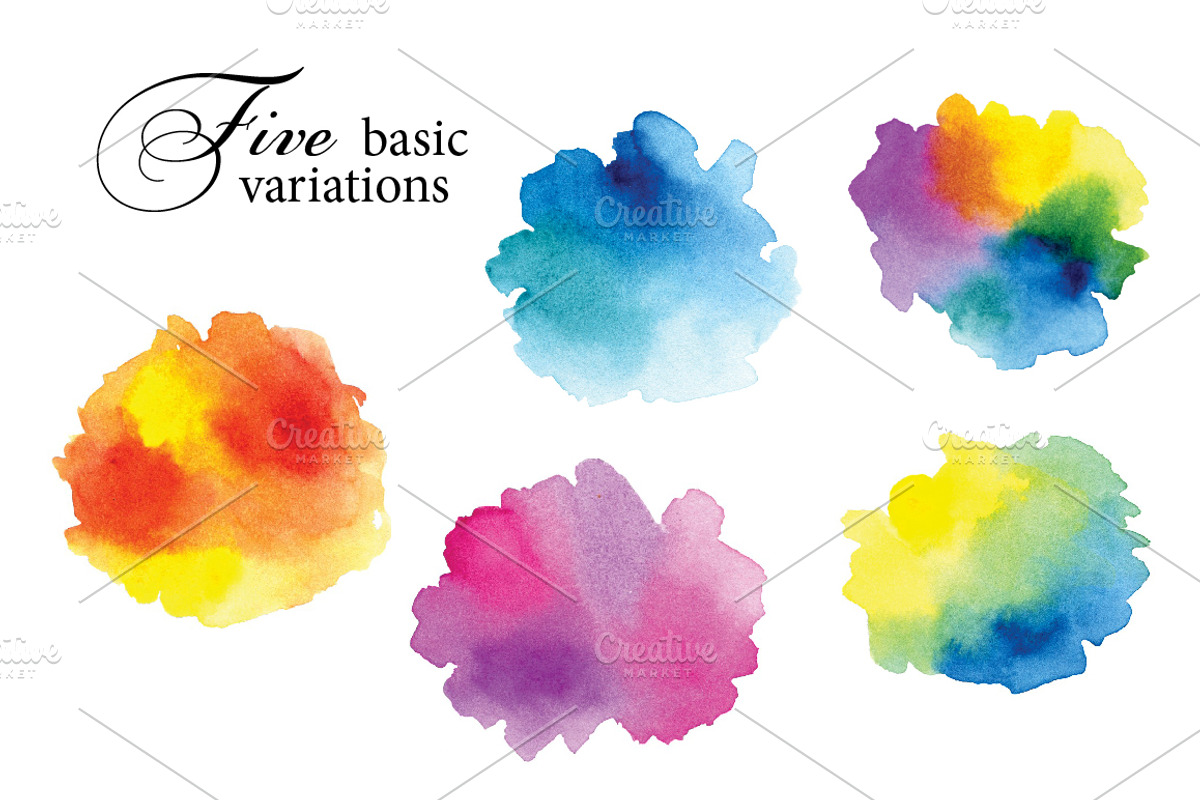 Set of 5 watercolor splashes, a Texture Graphic by Olga Proz (Photo 2 of 3)