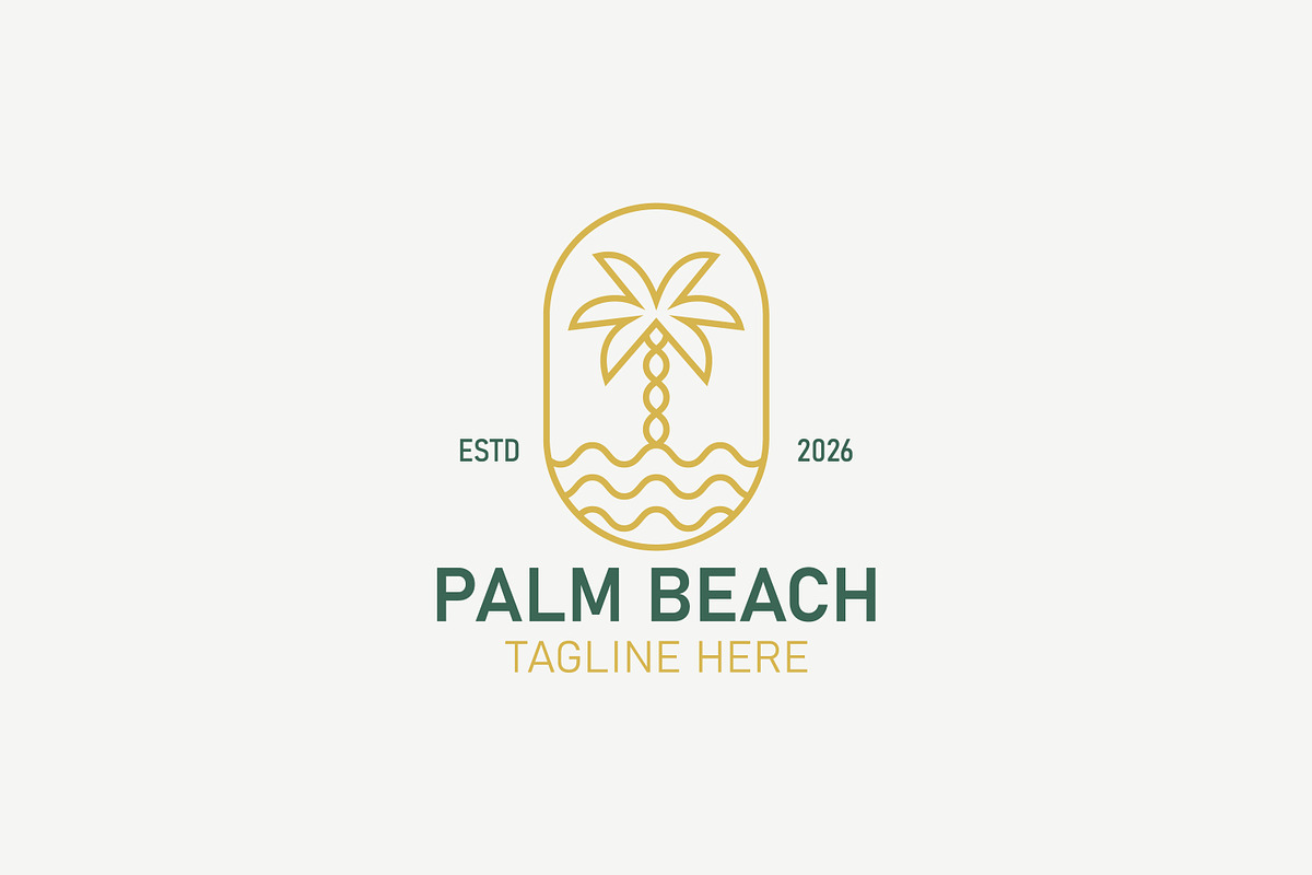 Palm beach logo palm tree sea waves, a Branding & Logo Template by Signatoro (Photo 2 of 3)
