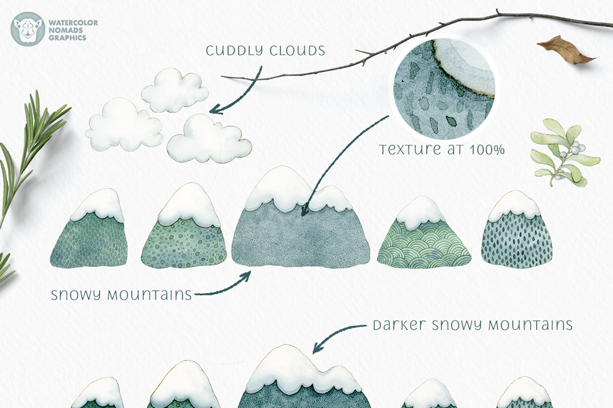 Lumberjack Mountains Watercolors, a Texture Illustration by Watercolor Nomads (Photo 2 of 4)