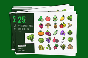 Vegetable and Fruit Icon Set, a Duotone Icon by shin_std