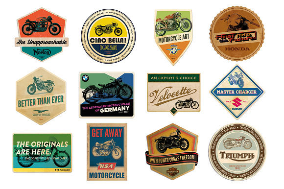 retro motorcycle badges preview 6