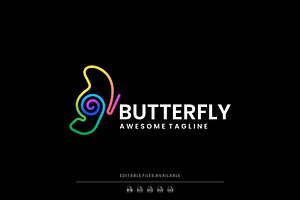 Butterfly Line Art Colorful Logo