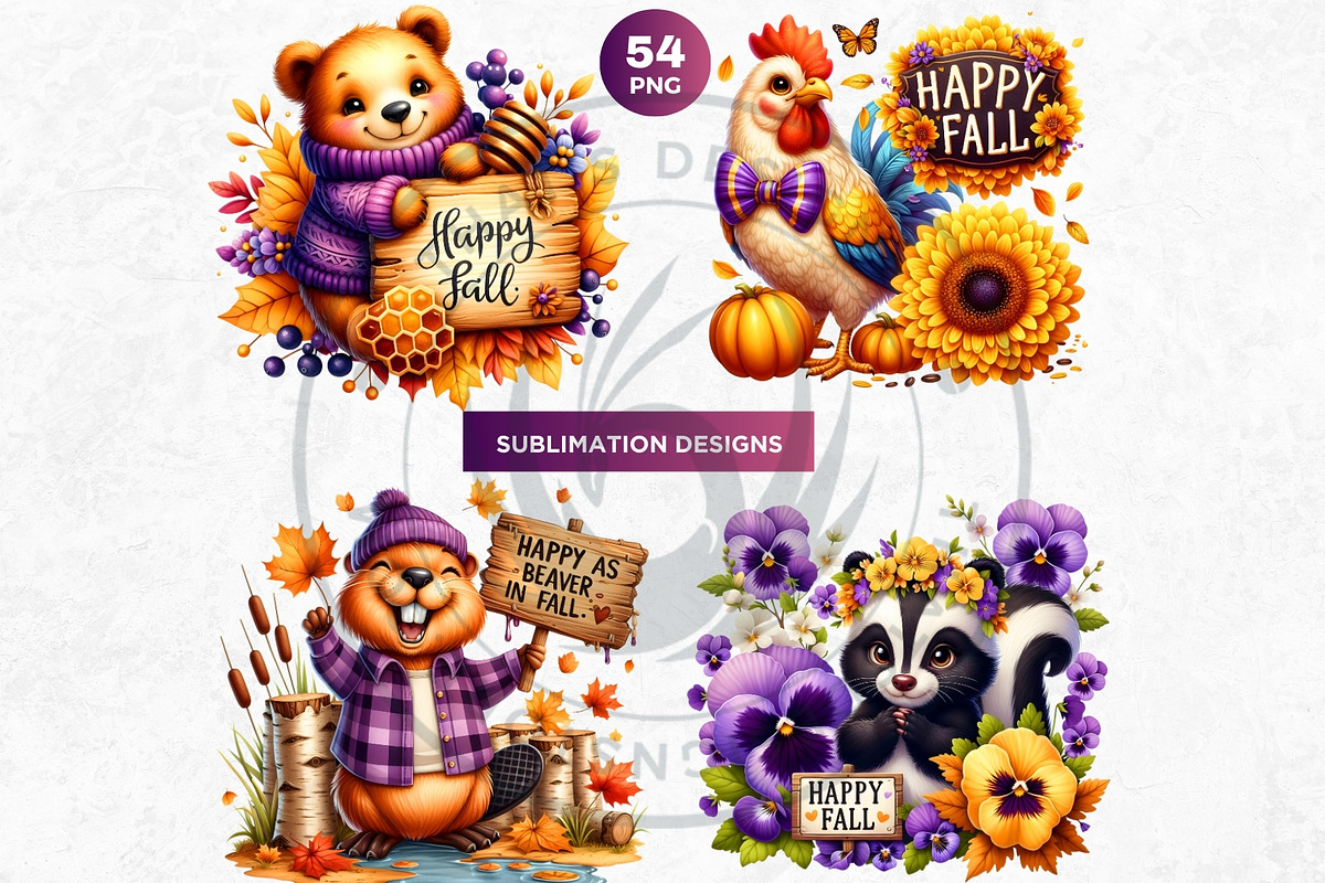 Autumn Cute animals with signs, a Seasonal Illustration by ThatsDesignArt (Photo 10 of 10)
