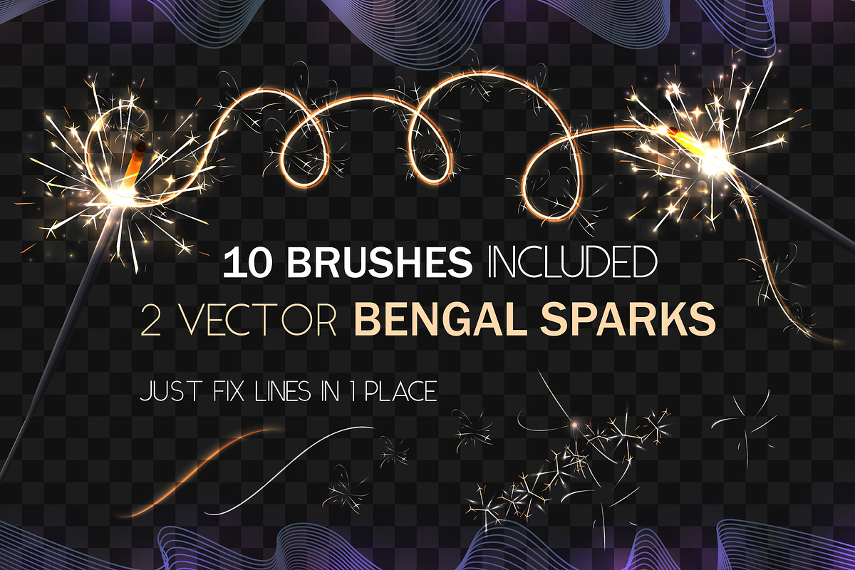 ALPHABET BENGAL SPARKS / BRUSHES /, a Symbol Font by Nadin_Lebedeva (Photo 2 of 9)
