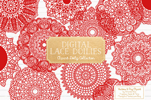 Red Round Lace Doilies, an Illustration by Amanda Ilkov