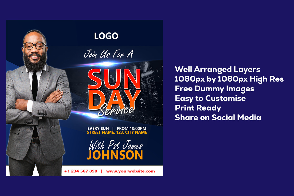 Church Flyer Photoshop Template, a Flyer Template by Sipi_Graphics (Photo 3 of 6)
