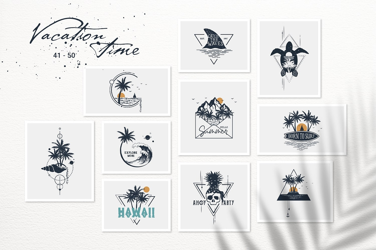 Vacation Time. 50 Logos & Badges, an Illustration by Cosmic Store (Photo 5 of 11)