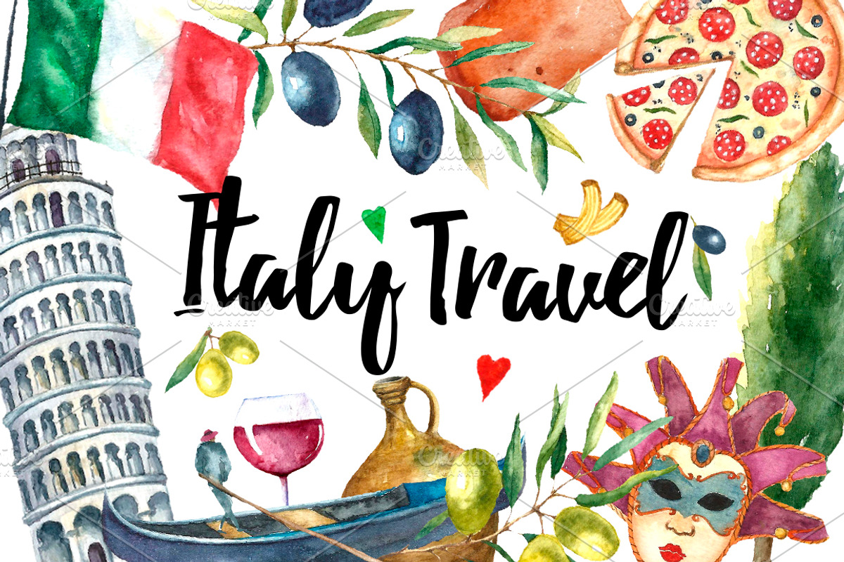 Watercolor set of Italy, a Food Illustration by Vikeriya (Photo 1 of 6)