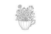 Floral Teacup Line Art Bundle, an Illustration by Gfx_Store (Thumbnail 24 of 51)