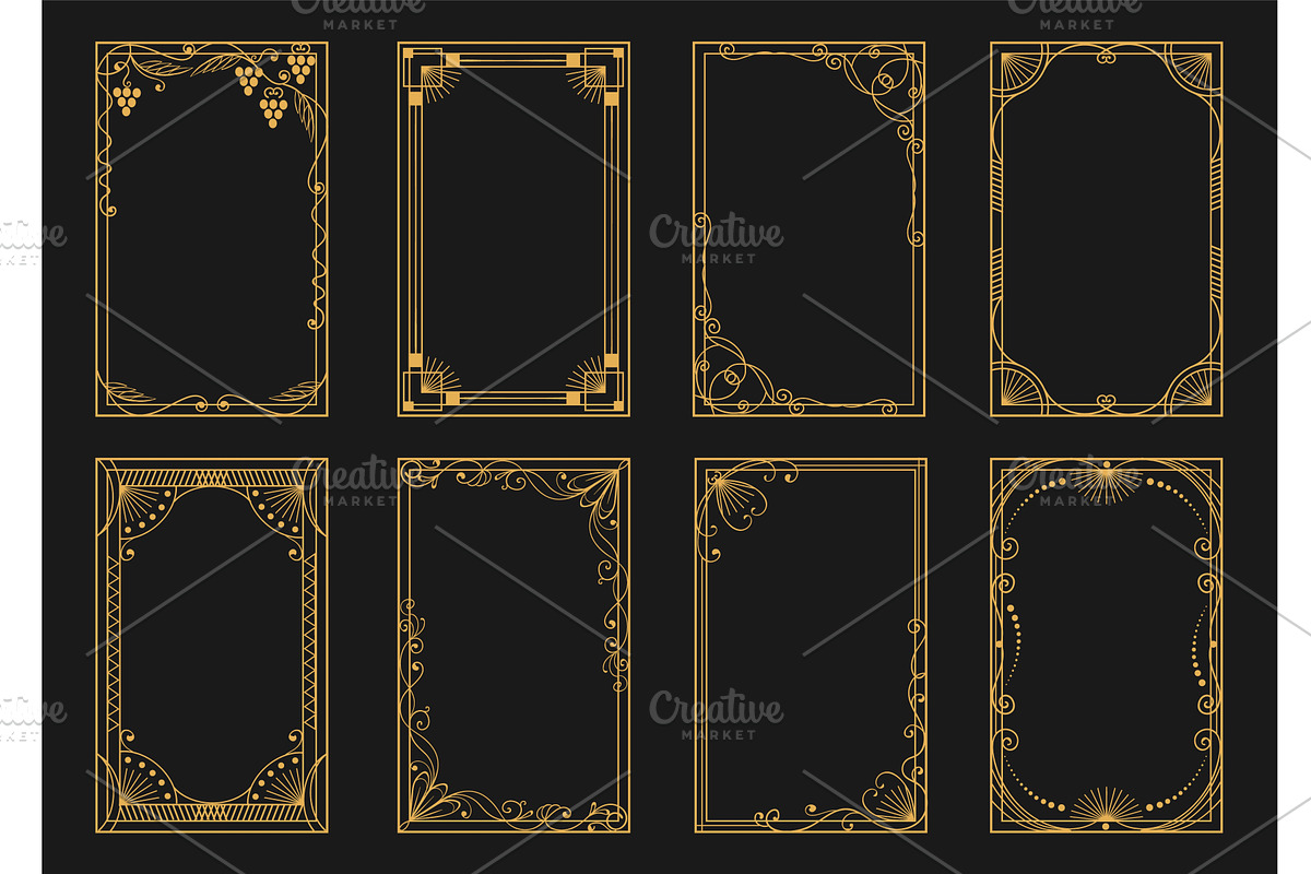 Golden art deco frames. Luxury, an Illustration by Vectorbuum