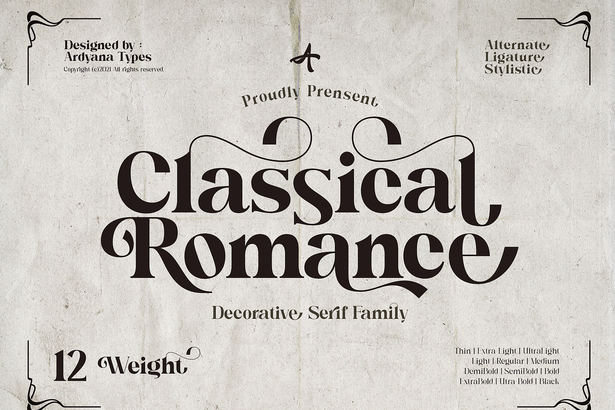 Classical Romance, a Serif Font by Ardyanatypes (Photo 1 of 12)