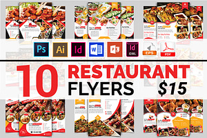 10 Restaurant Flyers Bundle 90% OFF
