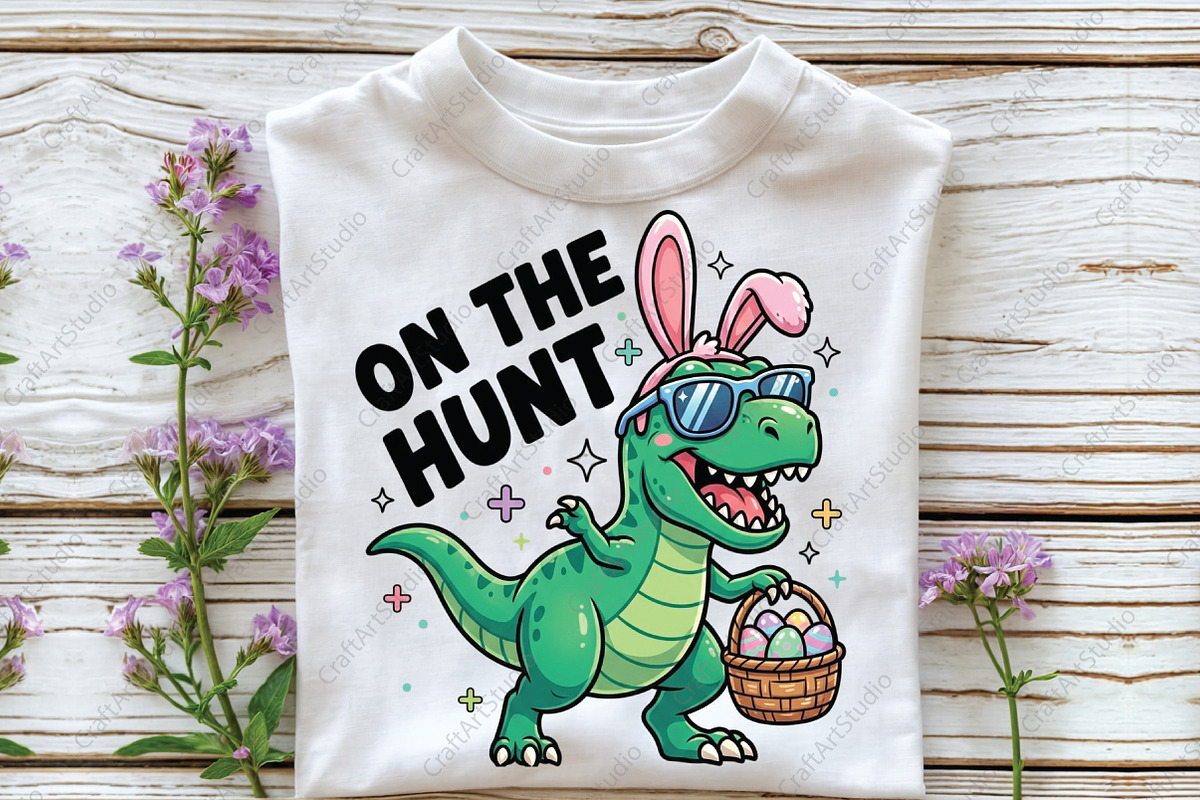 Dinosaur T Rex Easter PNG, on the Hu, an Illustration by CraftArtStudio (Photo 3 of 4)