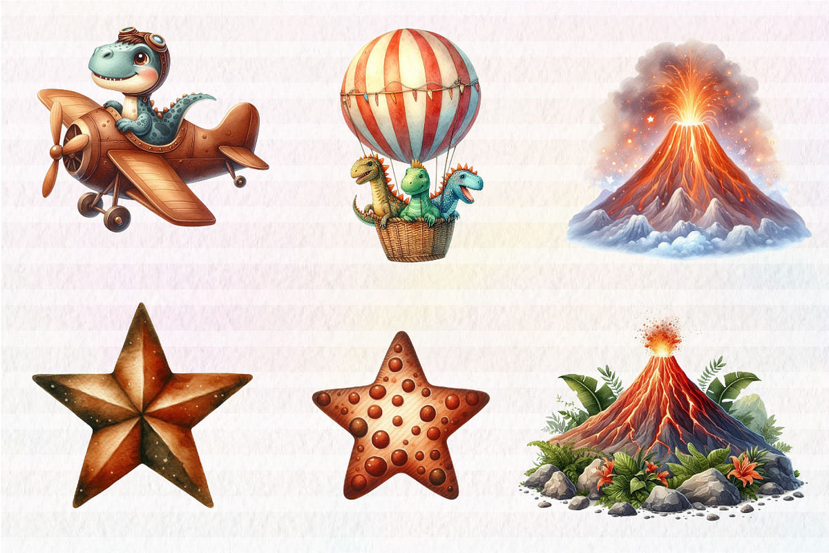 Dinosaurs watercolor clipart, an Illustration by CreationArt (Photo 3 of 7)
