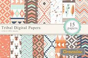 Tribal digital papers, a Pattern Graphic by Lovely Clementine (Thumbnail 1 of 4)