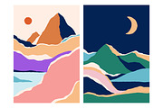 Abstract nature landscapes cards set, a Decorative Illustration by Good Studio (Thumbnail 4 of 34)