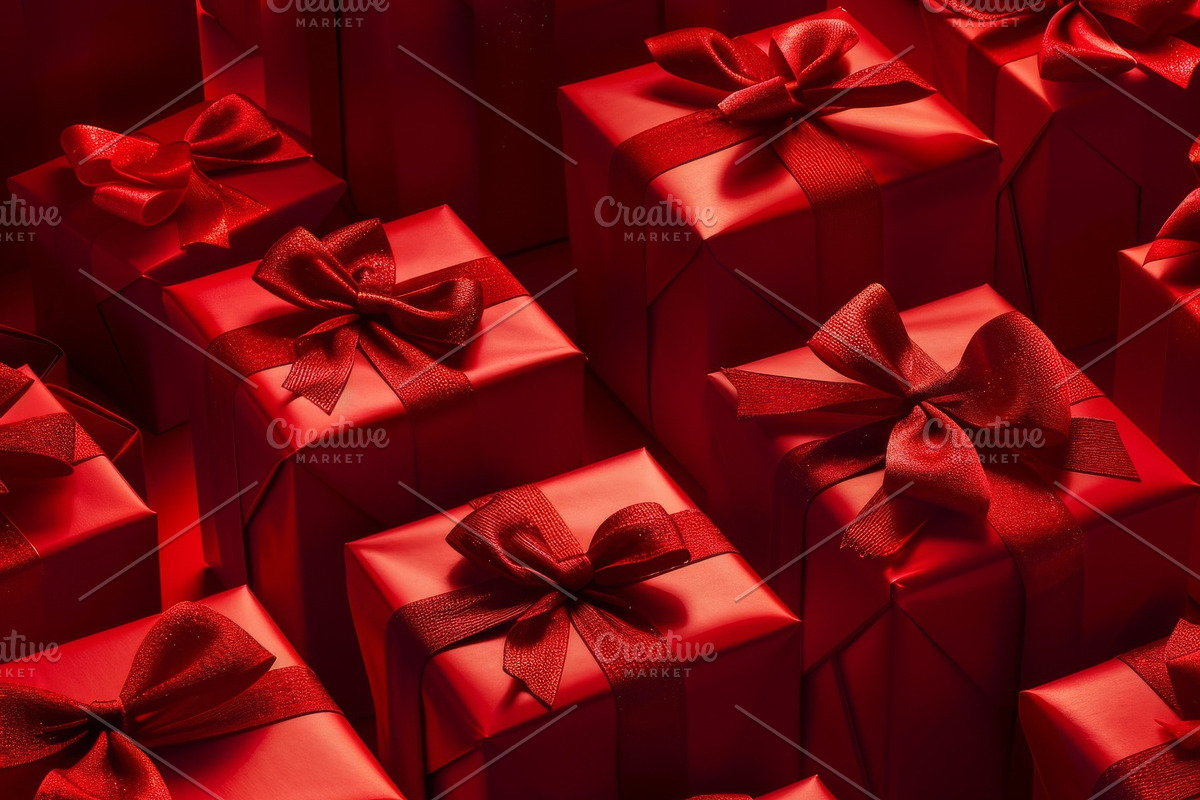 86 Gift boxes with ribbons and bows, a Holiday Photo by Handmadefont (Photo 77 of 90)