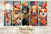 Floral Dogs Bookmarks Pets Printable, an Animal Illustration by GlamArtZhanna (Thumbnail 1 of 3)