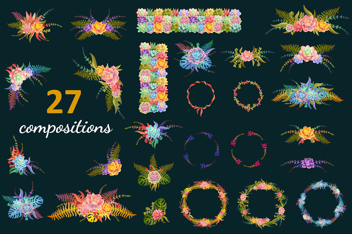Magical Succulents, an Object Graphic by Chuchilko shop (Photo 4 of 7)