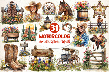 Western Spring Clipart, an Illustration by Dream Creation