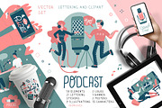 Podcast – vector cliparts set, an Object Illustration by Lana Sham (Thumbnail 1 of 13)