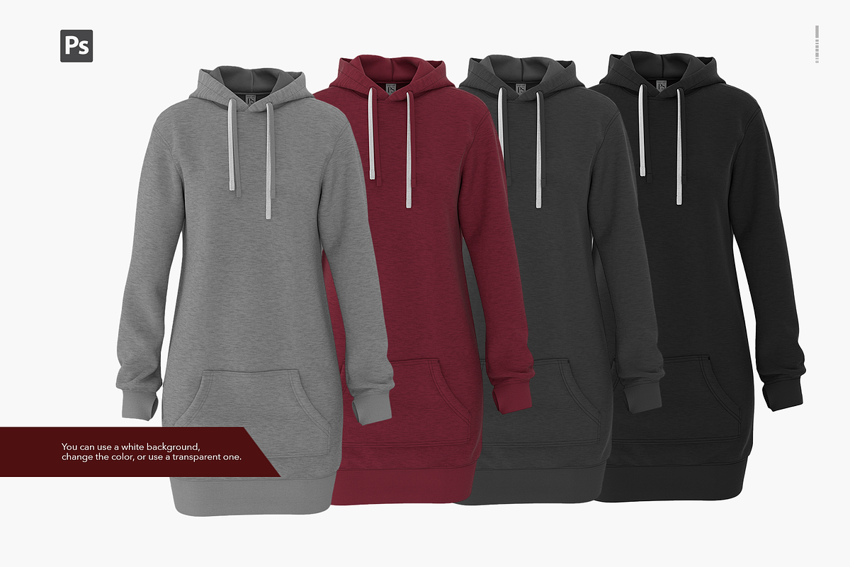 Hooded pullover dress mockup., a Hoody Mockup by Irena Matiash shop (Photo 2 of 4)