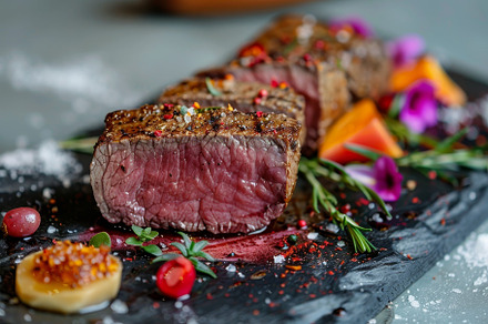 A succulent piece of steak served on, a Photo by Iftikhar Alam