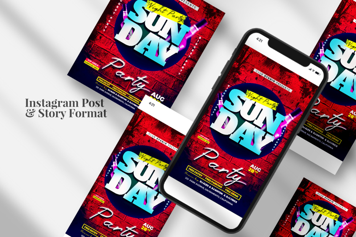 Sunday Party Instagram PSD Template, a Social Media Template by studioflyers.com (Photo 3 of 3)