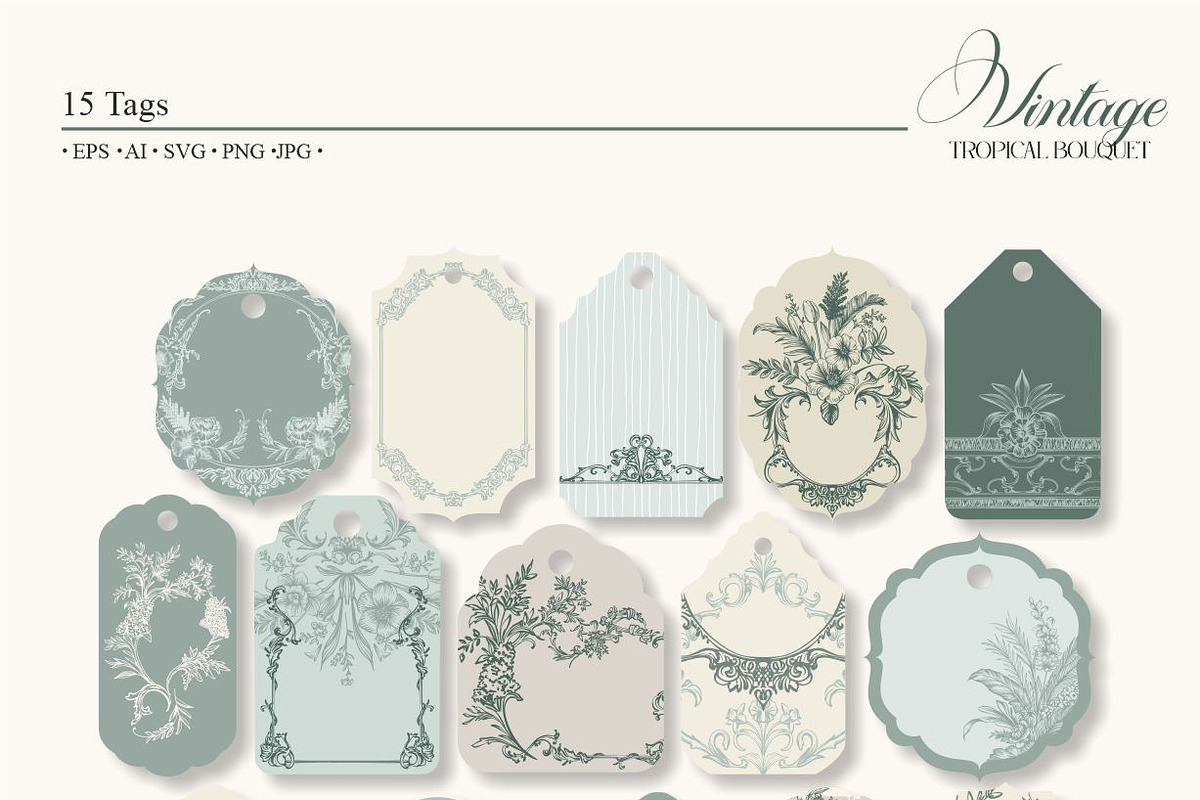 Vintage Tropical Bouquet, a Pattern Graphic by Collection by VY (Photo 6 of 11)