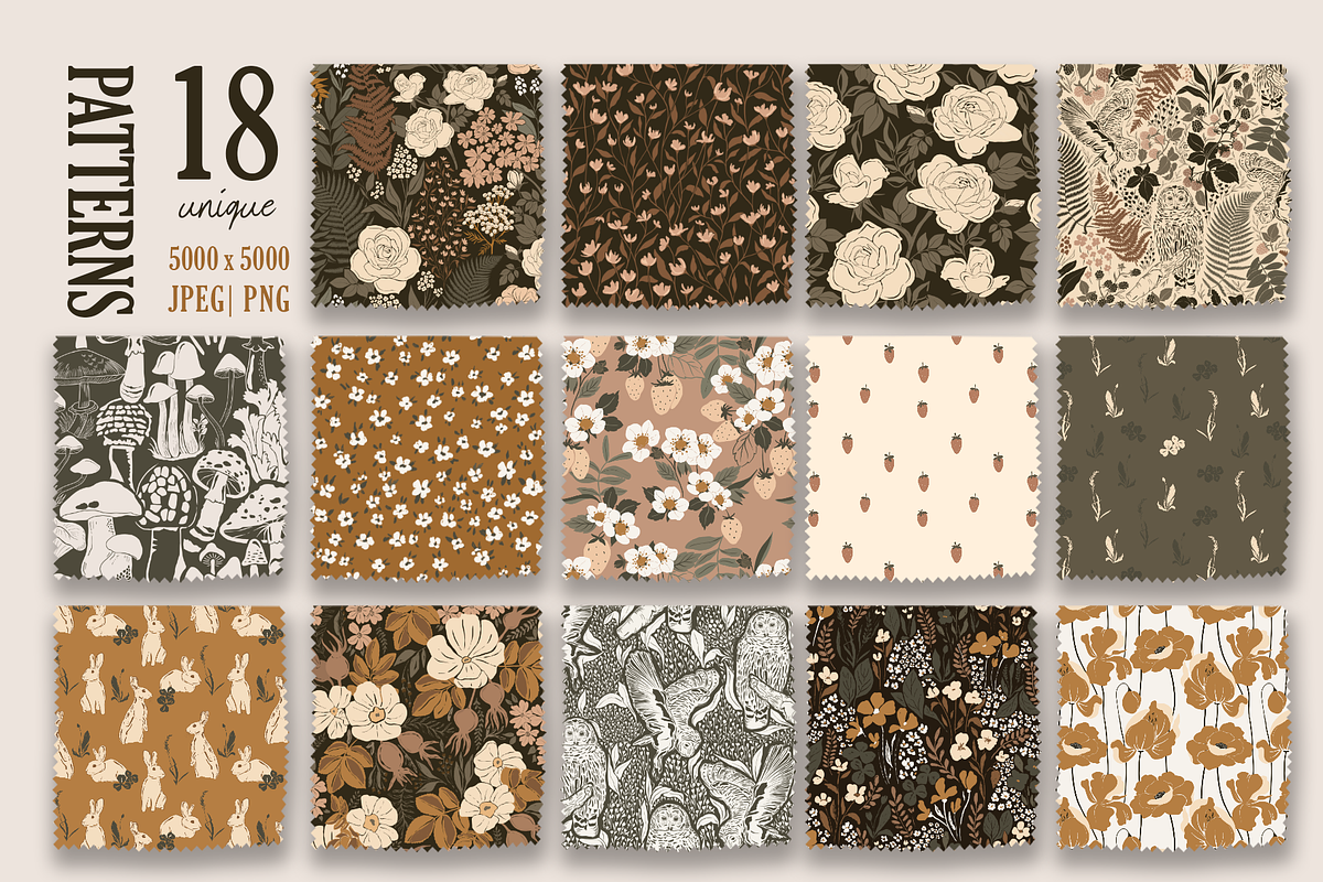 Magical forest seamless patterns, a Pattern Graphic by Alena Zaytseva (Photo 5 of 9)