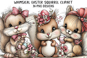 Whimsical Easter Squirrel Clipart, an Illustration by Daily.Designs (Thumbnail 1 of 8)