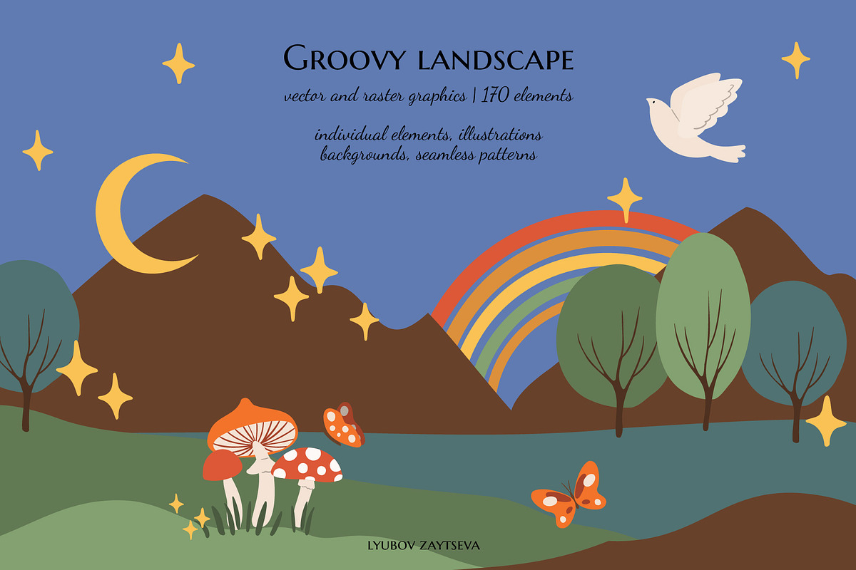 Groovy abstract landscape creator, a Decorative Illustration by LyubovZaytseva (Photo 1 of 18)