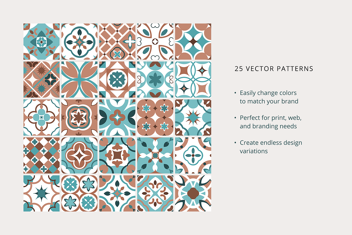 Mediterranean tiles vector patterns, a Pattern Graphic by Katerina.Sea.Digital (Photo 4 of 7)
