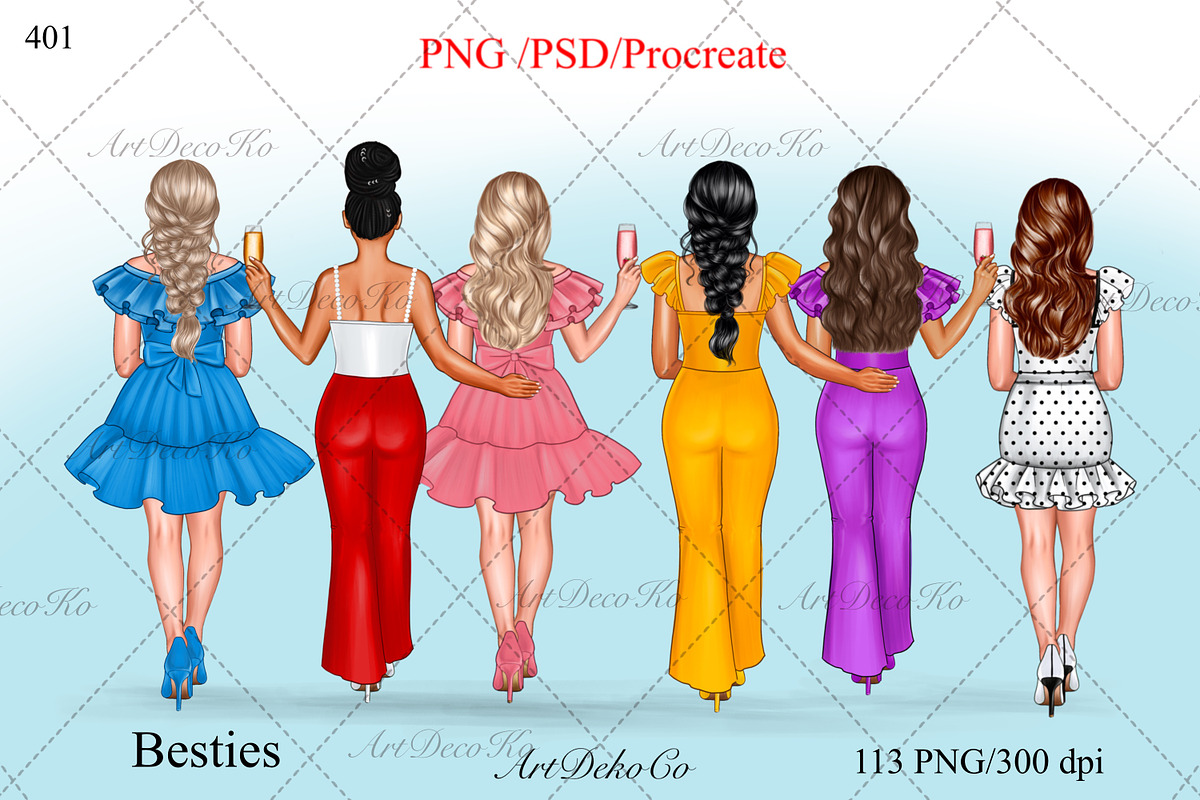 Best friends clipart, Soul sisters, a Person Illustration by DekoArt (Photo 1 of 9)