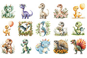 Dinosaurs Watercolor Clipart, an Illustration by Designking (Thumbnail 2 of 5)