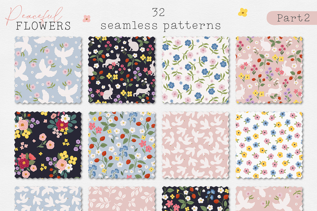 Peaceful Flower clipart & pattern, a Pattern Graphic by Cozy pattern shop (Photo 5 of 9)