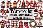 Buffalo Plaid Christmas Clipart, an Illustration by Design Market (Thumbnail 1 of 3)