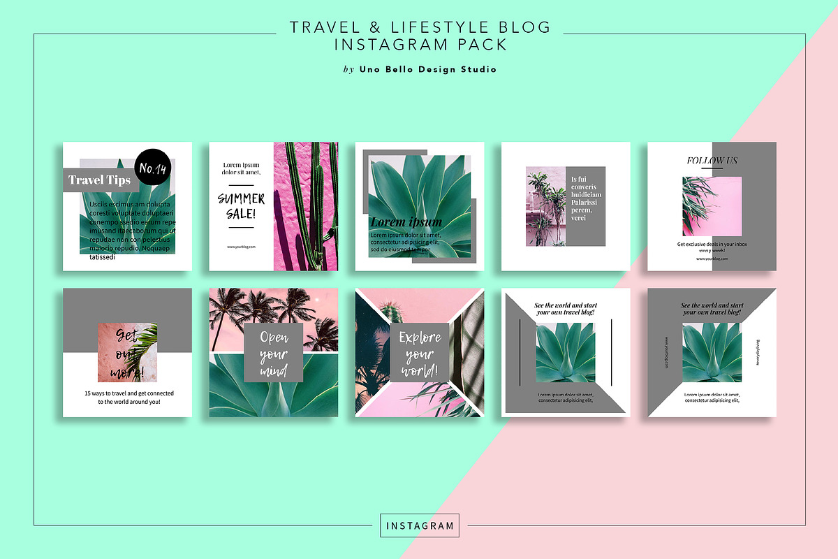 40 Tropical Theme Instagram Pack, a Social Media Template by Uno Bello Design Studio (Photo 2 of 5)
