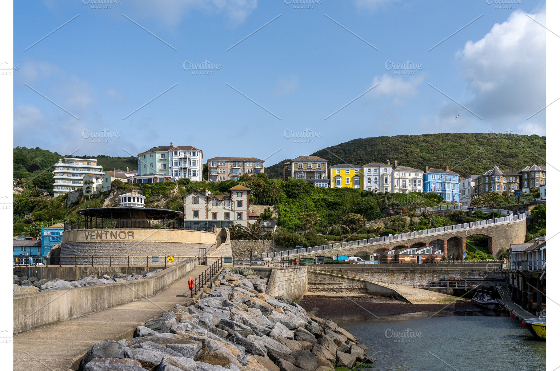 Colorful large houses, hotels or, a Holiday Photo by Backyard Stock