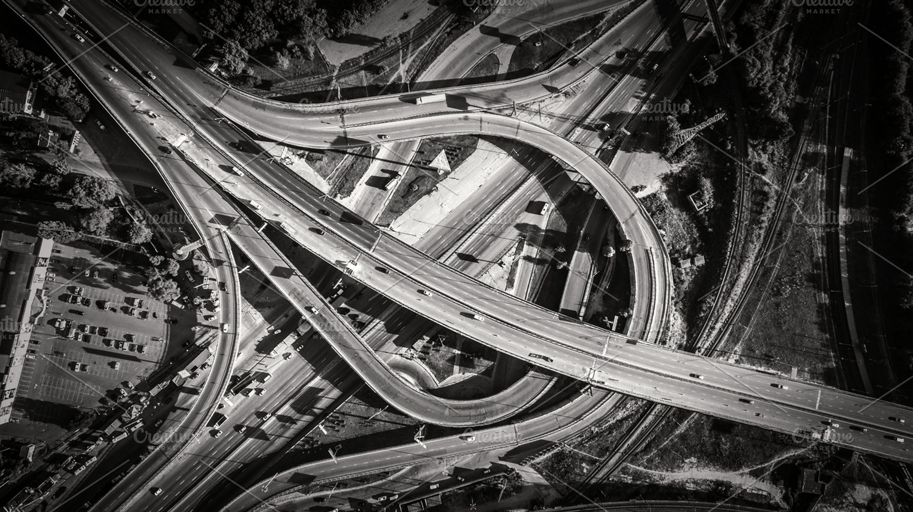 Aerial view of highway interchange. South Bridge. Kiev, Ukraine., an Architecture Photo by LALS STOCK