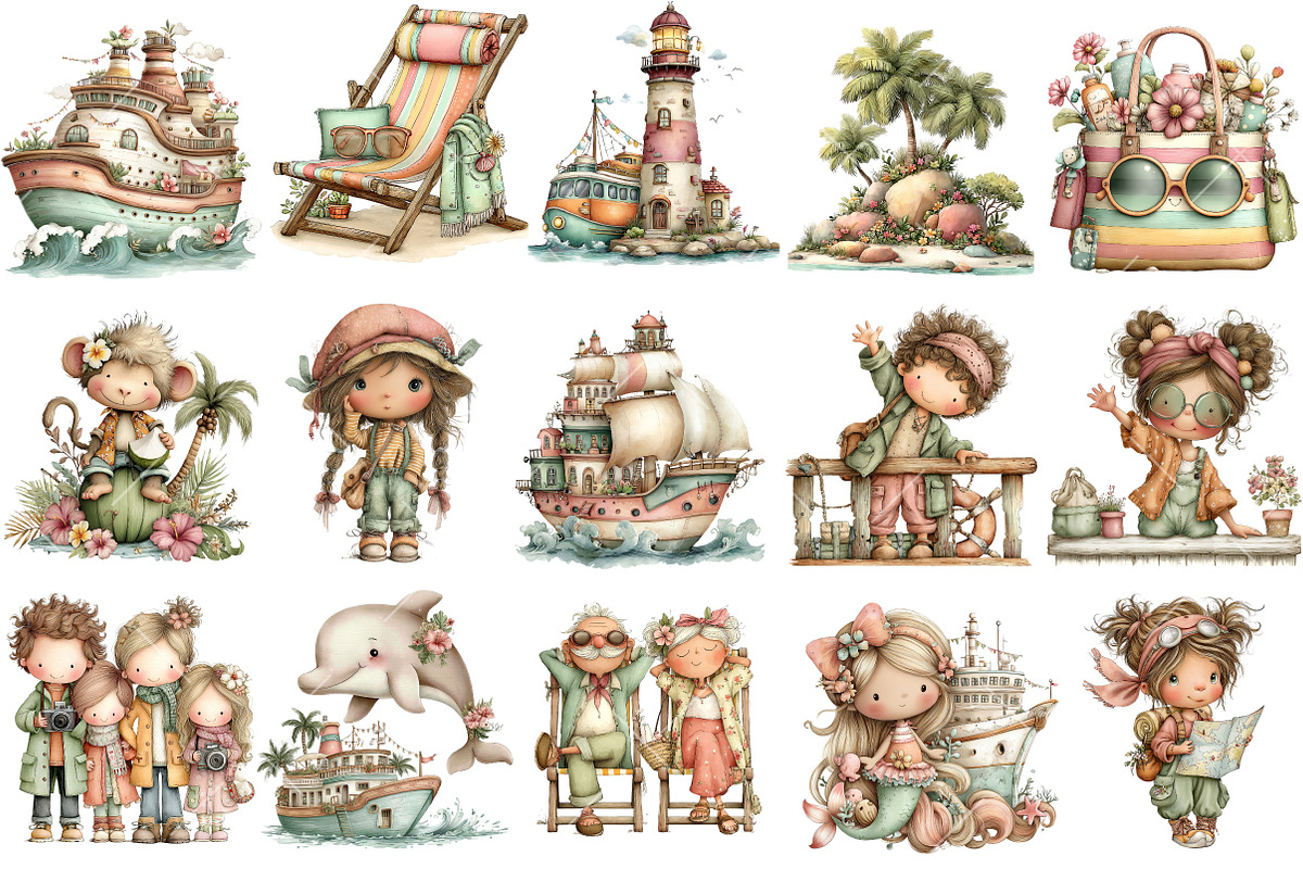 Cruise Adventure Summer Clipart, an Illustration by OK Design (Photo 3 of 6)