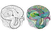 Decorative snakes for coloring, an Object Graphic by Watercolor fantasy (Thumbnail 3 of 7)
