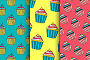 Cupcakes Seamless Doodle Patterns, a Pattern Graphic by Lukino (Thumbnail 3 of 5)