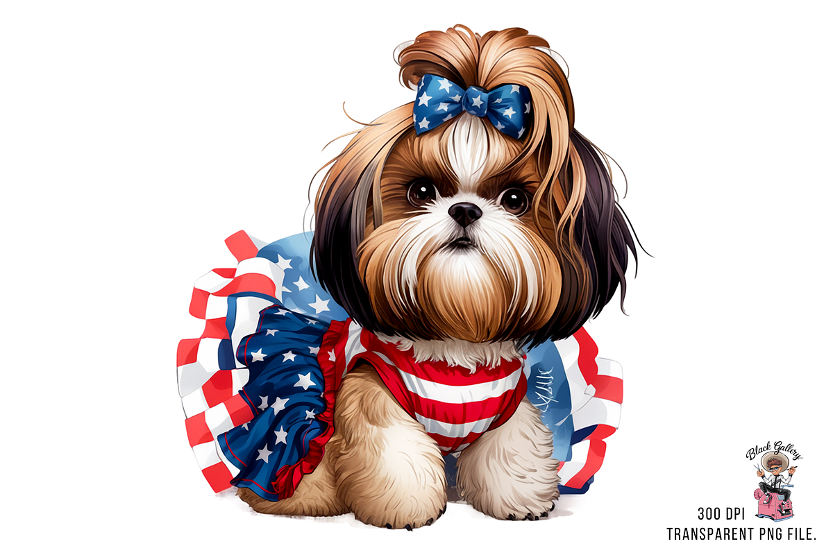 Patriotic Shih Tzu PNG Bundle, a Graphic by Clipart Bloom (Photo 3 of 15)