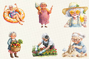 Watercolor Summer Grandma Clipart, an Illustration by OK Design (Thumbnail 4 of 5)