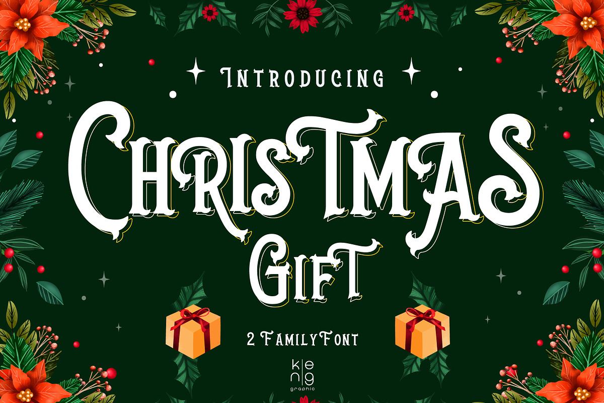 Christmas Gift Font, a Handwritten Font by KengGraphic (Photo 1 of 7)