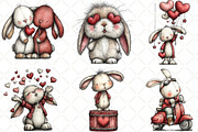 Whimsical Valentine Bunny Clipart, an Animal Illustration by Black Bird Studio (Thumbnail 2 of 6)